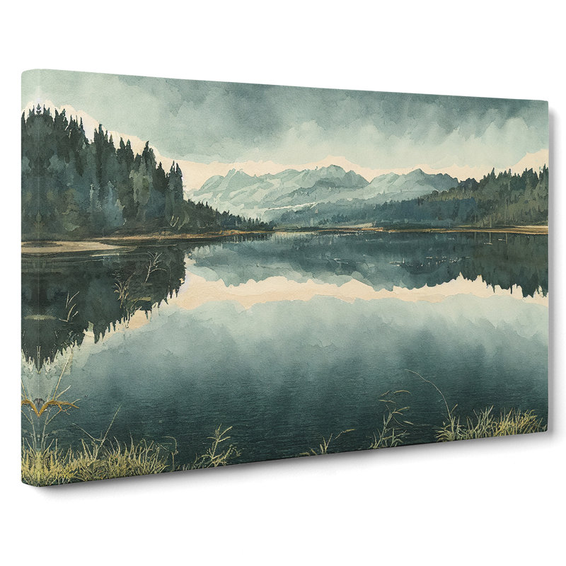 Mountain Lake Watercolour Vol.2 - Wrapped Canvas, 50cm H x 76cm W x 3cm D