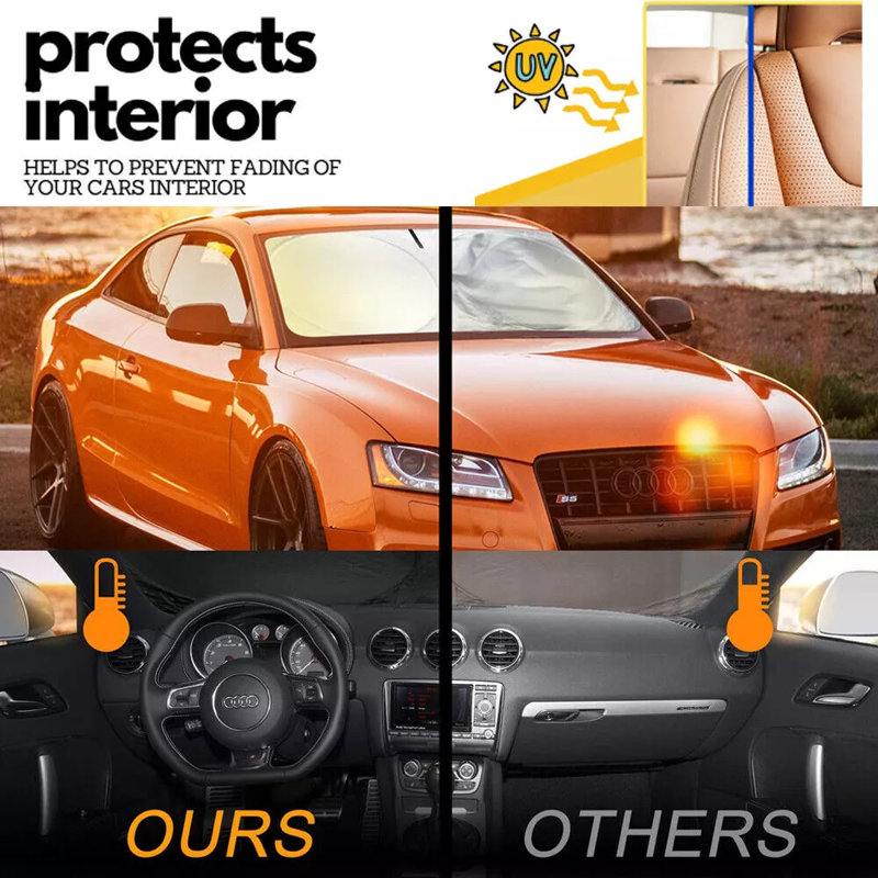 Folding Jumbo Front Rear Car Window Sun Shade, Auto Visor Windshield Block Cover