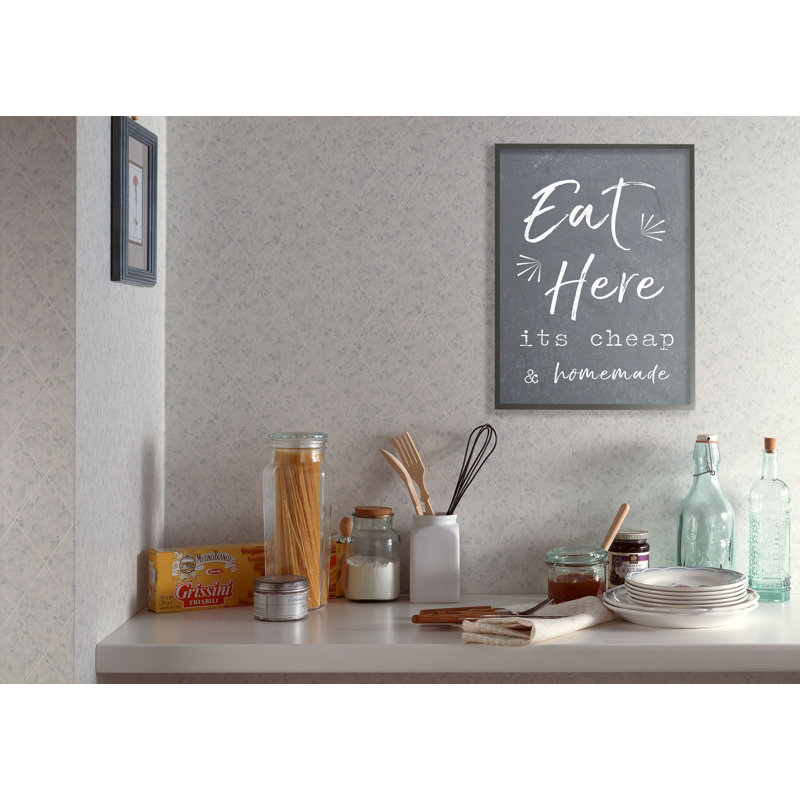 «Eat Here Home Cuisson Marine» par Daphne Polselli, reproduction d'art textuel sur toile, H 20 po x l 16 po, Toile tendue