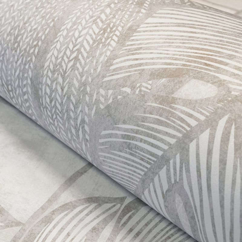 Julie Feels Home Collection Glitter/Shimmer Large Monstera Leaf Wallpaper Roll, Mirror White