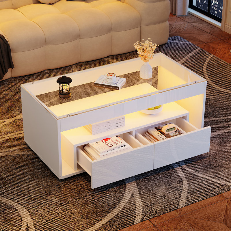 Coffee Table with Storage, White
