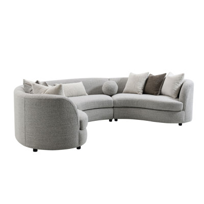 Ivria Gray Boucle Sectional Sofa W/9 Pillows