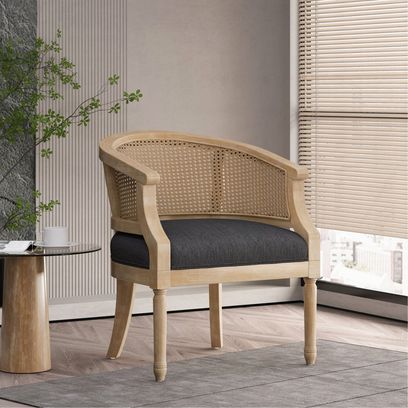 Chaise d'appoint en bois d'hévéa gris anthracite, Tissu gris anthracite