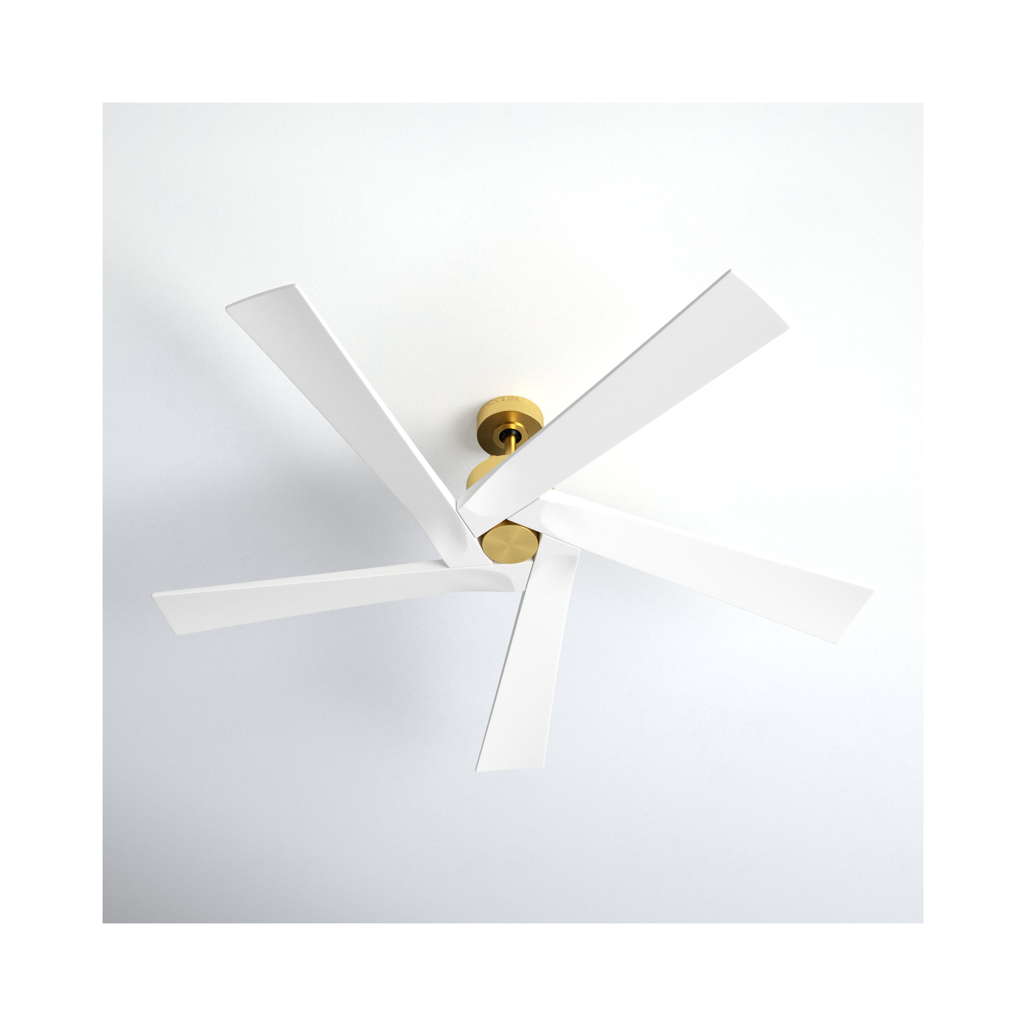Adalai 70" 5 - Blade Standard Ceiling Fan with Remote Control, Burnished Brass/Matte White, 70" Wide