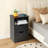 15.7" Black Nightstand, P2 Particleboard, Matte Melamine, Handleless, 2 Drawers, US Outlet-1182581950