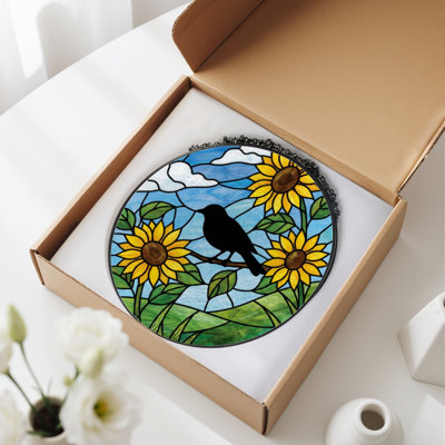 Vitrail de fenêtre en verre coloré 7,8 "H