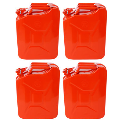 4Pack 20L 5 Gallon Steel Fuel Cans Red Portable Gasoline Fuel Tank With Flexible Spout Heavy Duty Metal Gas Can For Cars Trucks And Equipment