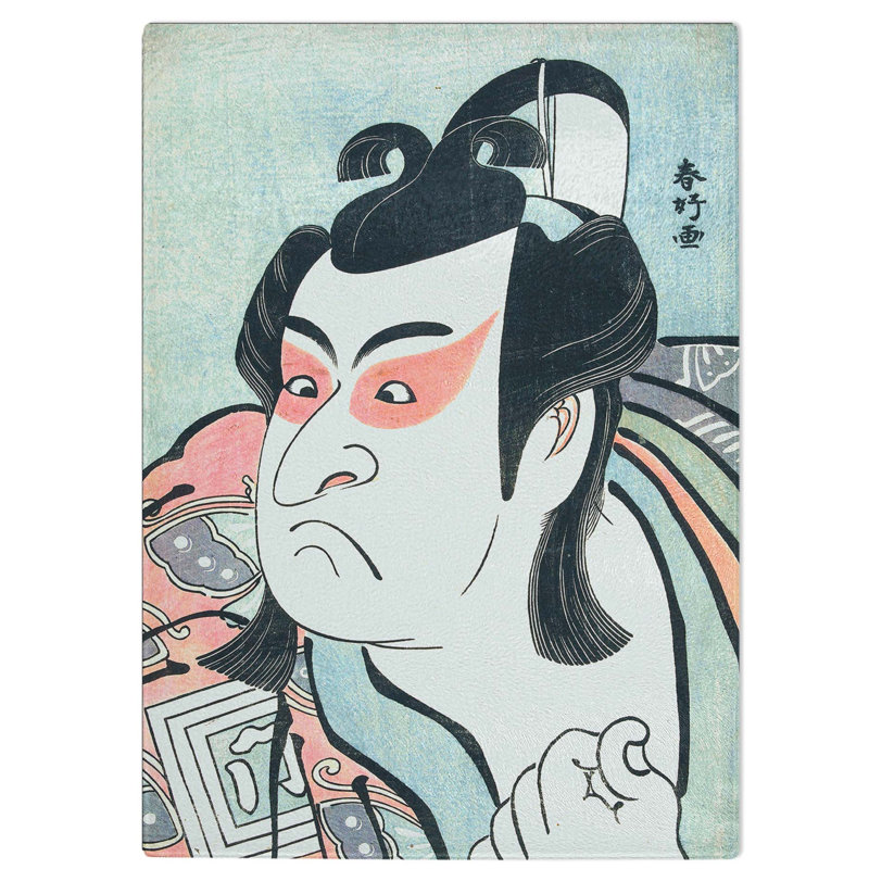 Glass Ichikawa Monnosuke by Katsukawa Shunsho Chopping Board, 39 cm W x 28.5 cm L