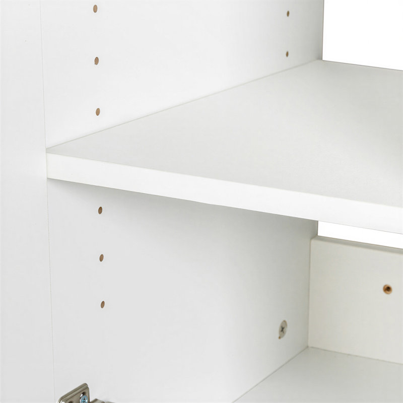 Armoire de rangement murale blanche 35,43 "avec portes, armoire de rangement moderne avec tablettes