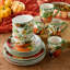 Assiettes à dîner en céramique 11 po Harvest Fields - Ensemble de 4 assiettes rustiques de style campagnard avec citrouille éclatante et motif botanique - Parfait pour les repas d'automne, les festins de l'Action de grâce et les rassemblements confor