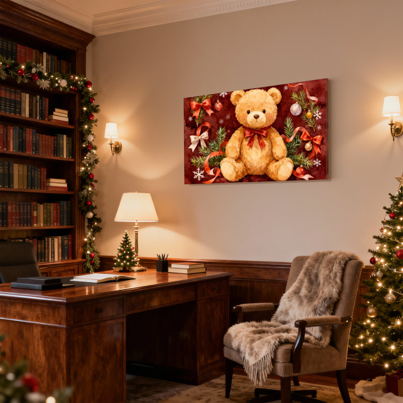 Ours en peluche de Noël, ensemble de 3 reproductions d'art sur toile, H 20 po x l 30 po