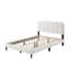 Lambswool Petal Headboard Bed Frame Cream Style Bedroom Soft Bed with Atmosphere Light, Queen-1149974845
