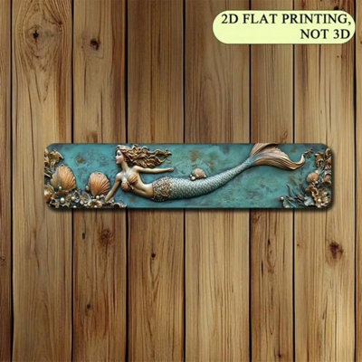 Signe de sirène enchanteresse avec bijoux de mer - décor turquoise et bord de mer doré, idéal pour le charme de la chambre à coucher et de la chambre