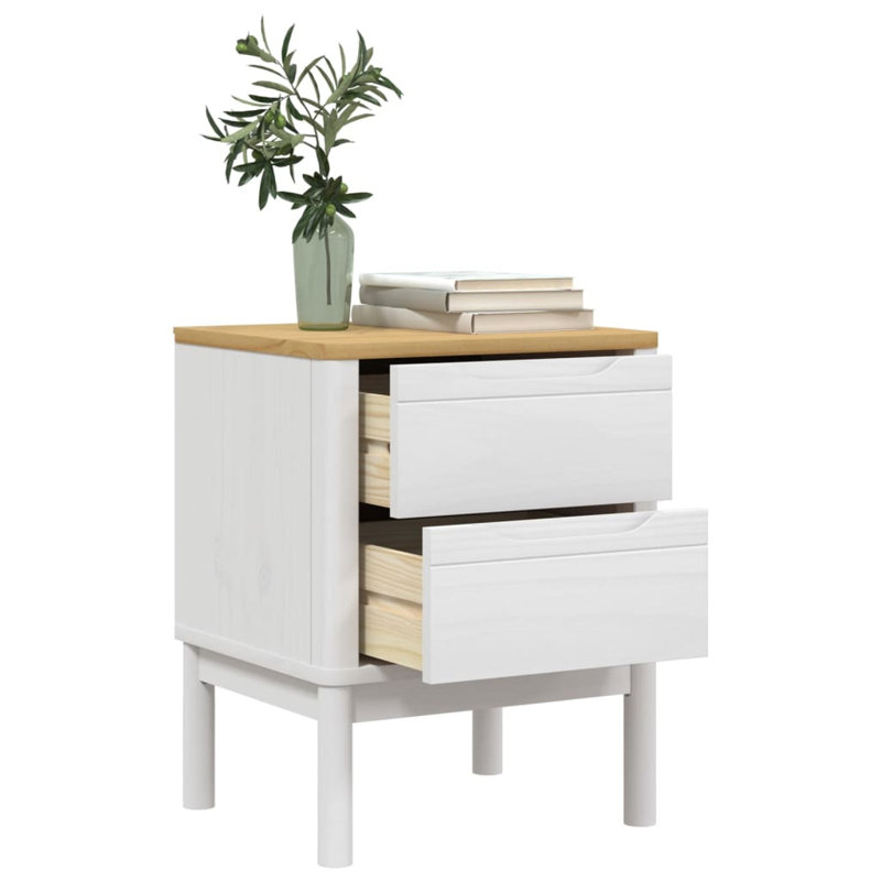 Paycen 45cm W Solid Wood Bedside Table, White