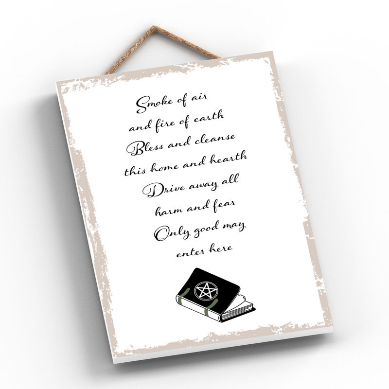 Witch Spell Wooden Plaque, White, 28.5cm H x 18.5cm W x 0.9cm D