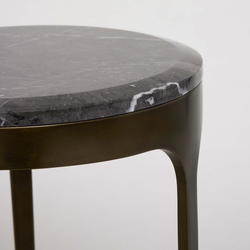 Camilla Marble End Table, Antique Bronze, Terra Brown, 22" H x 11" W x 11" D