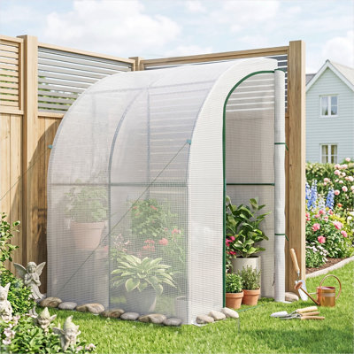 Serre blanche avec design fonctionnel pour l'extérieur, 22,1 po x 18,3 po x 32,9 po, revêtement en PE et acier