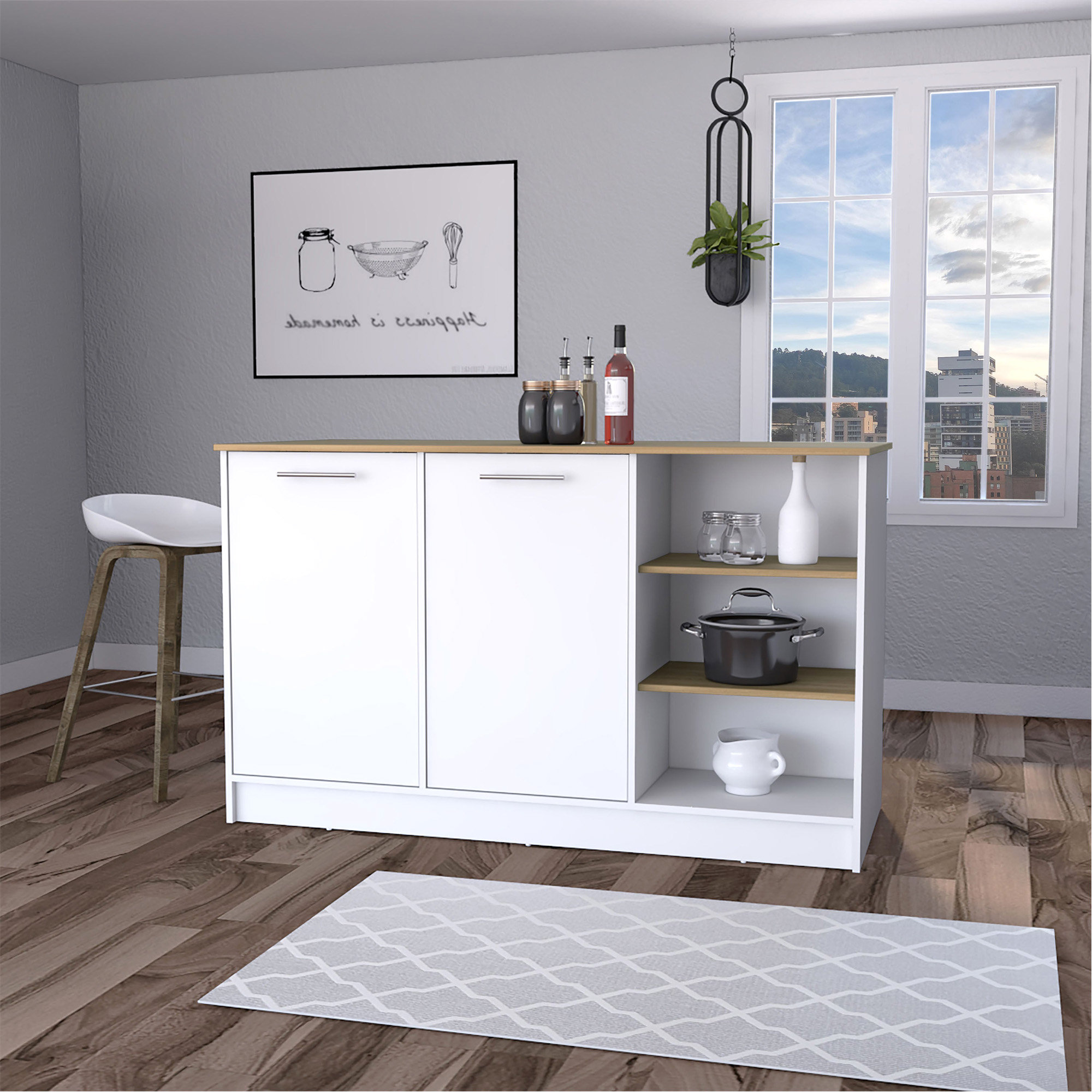 Latitude Run® Versatile 2-Door Kitchen Island With Abundant Storage And ...