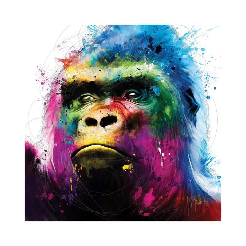 « Gorilla » par Patrice Murciano, impression d’art graphique, Pas de tapis, Toile tendue, H 12 po x l 12 po x P 0,75 po
