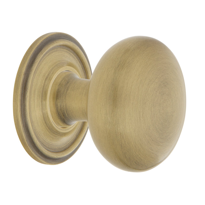 New York 1 3/8" Diameter Round Knob, Antique Brass