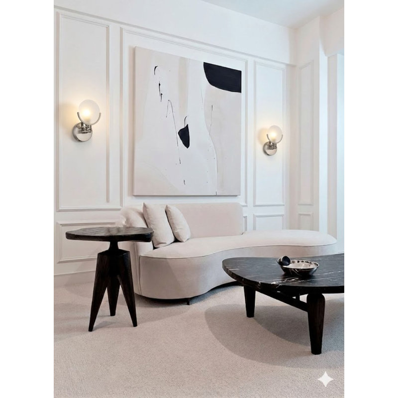 Transitional LED Round Nickel Wall Sconce, Shiny Nickel