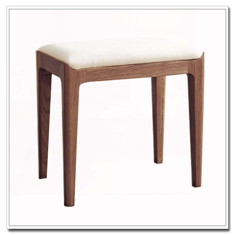 Red Oak Solid Wood Bedroom Vanity Stool, Walnut