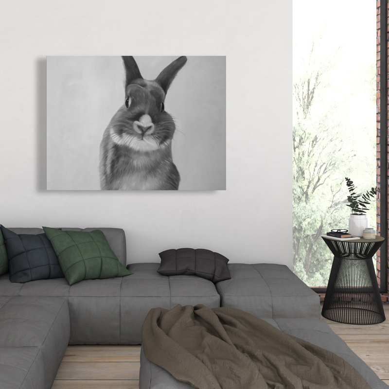Drôle de lapin gris - Toile d'animaux gris pour la décoration intérieure