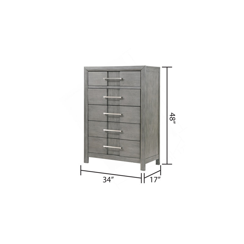 Commode 5 tiroirs Kenzo, Gris