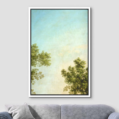 Nuage bleu ciel nuageux vert forêt arbres nature paysage moderne Art déco minimaliste rustique