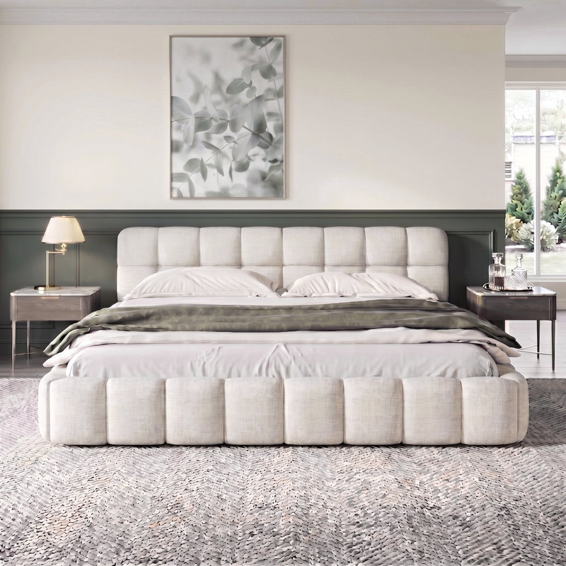 Bed, Kingsize (5'), Beige