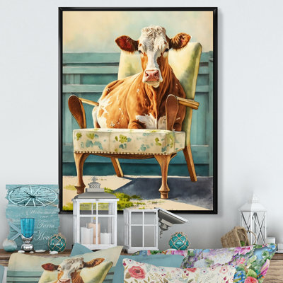 Cow On A Chair II - Cow Wall Art