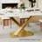 Morden White Retangular Dining Table with Stainless steel X-Shaped Base, Glossy White Kitchen Table for 4-6-90753975-118372387