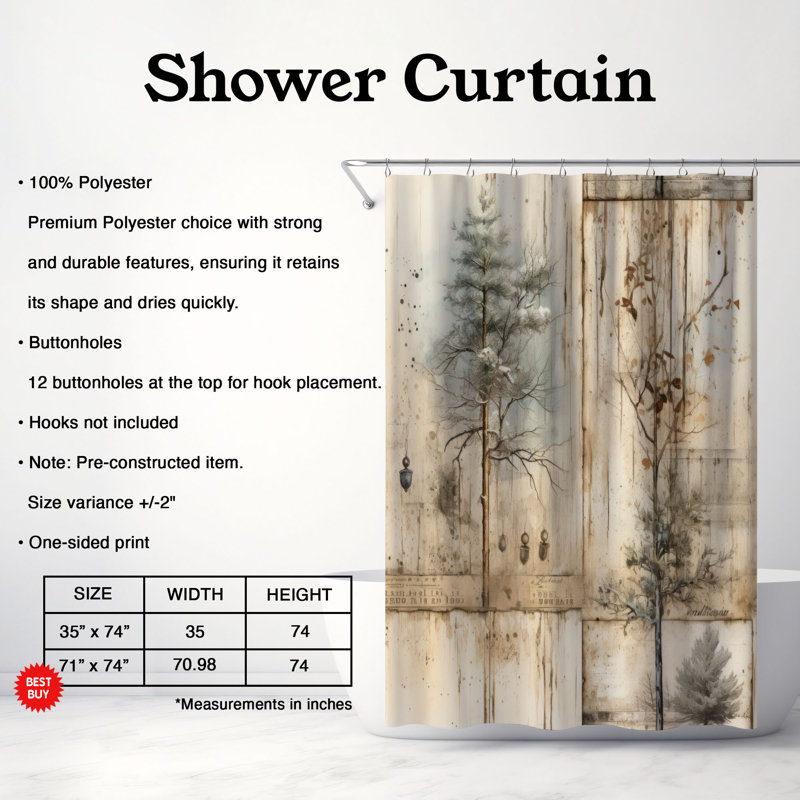 Rideau de douche Snowy Woods - Premium, H 74 po x l 71 po