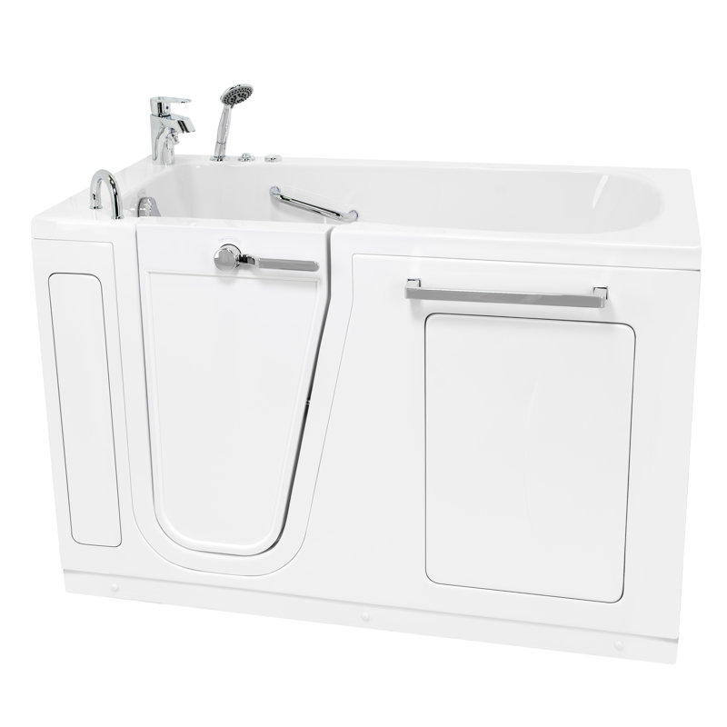 Ella Zen Acrylic Hydro Massage + Independent Foot Massage Walk in Tub 30"x60", Left Inward Swing Door, 2 Piece Faucet, Heated Seat and Back