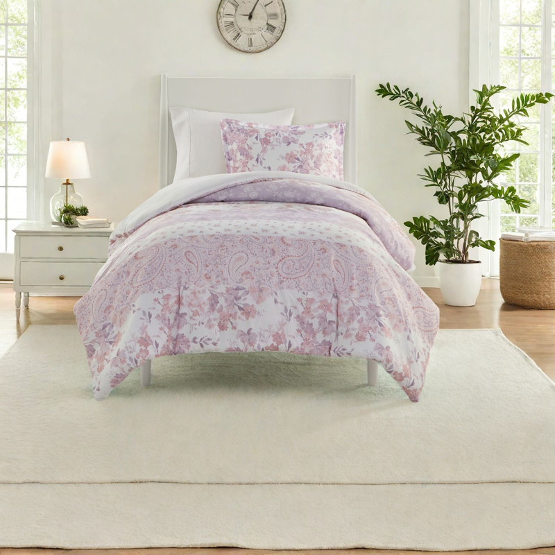 Ensemble de literie en polyester rétro floral, couette romantique rose pour la maison