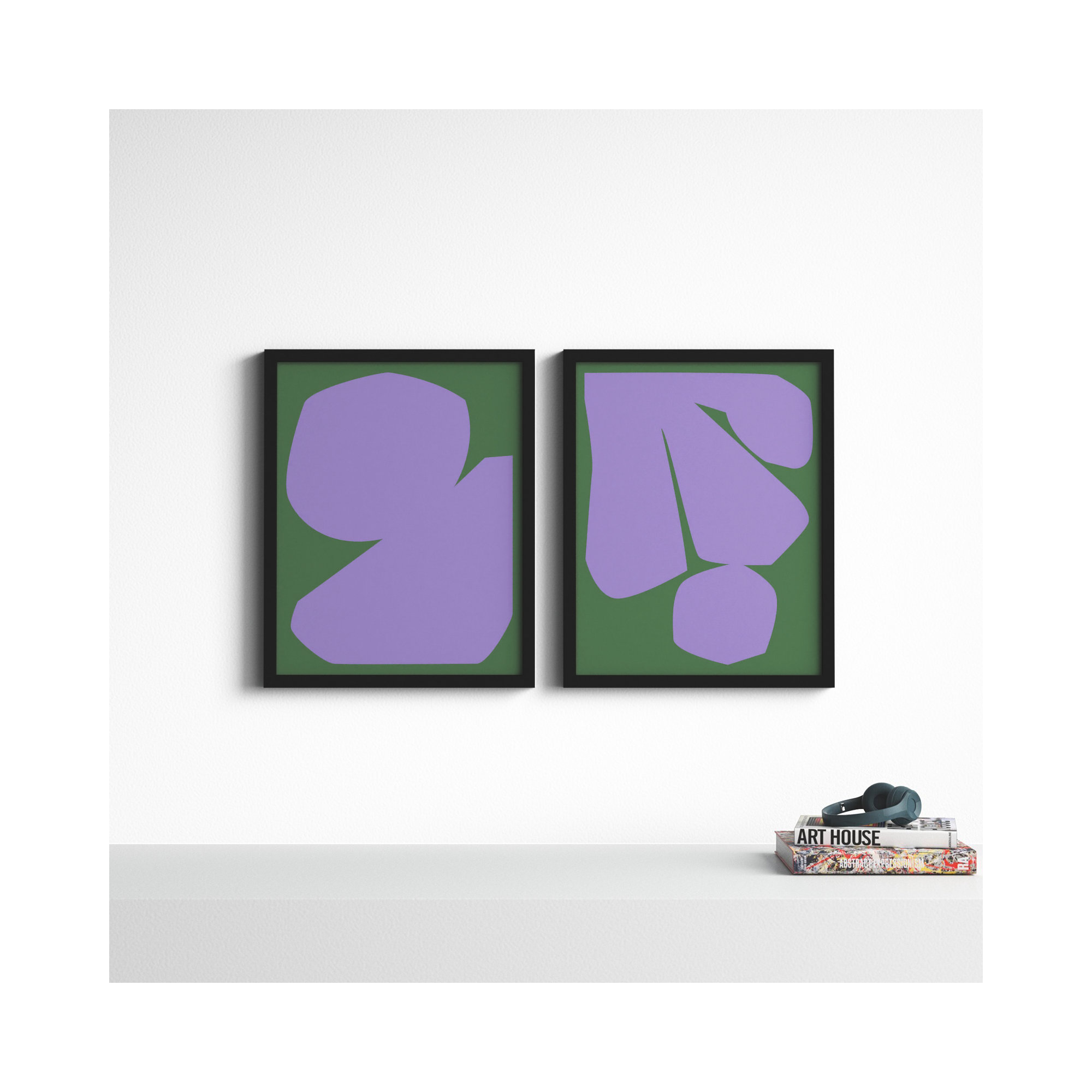 Element. Set Of 2 by Michael Kempen, 30"H x 24"W x 1.25"D, Black Framed