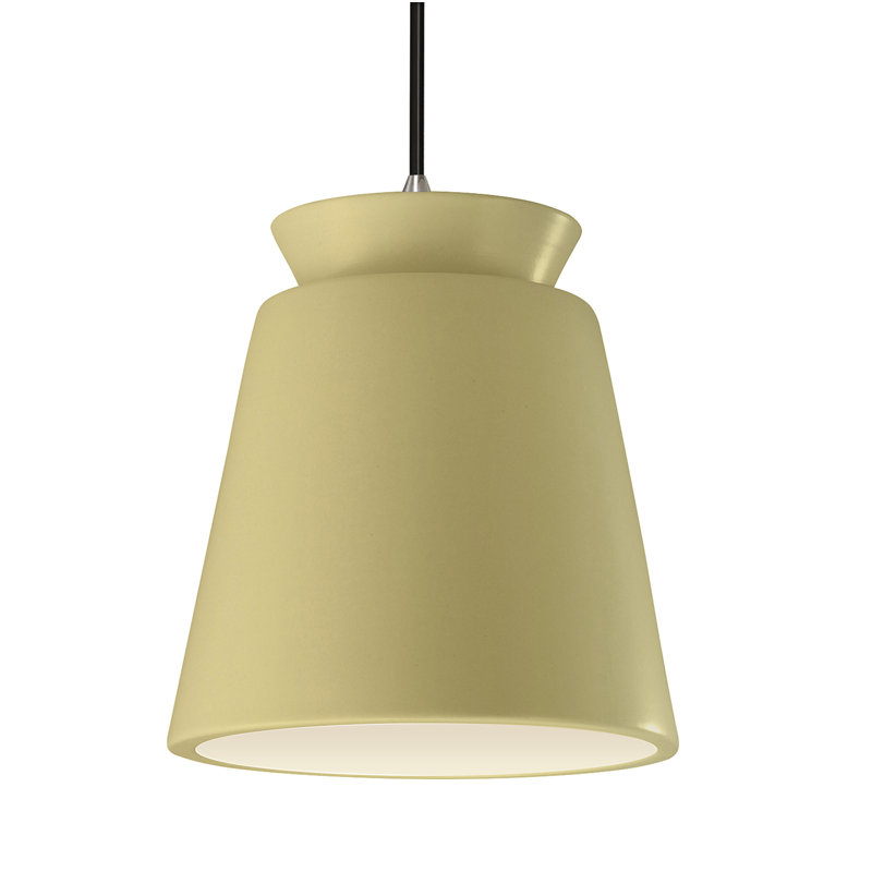 Luminaire suspendu conique à 1 lumière Logan, Nickel brossé, Jaune atténué, DEL (intégrée)