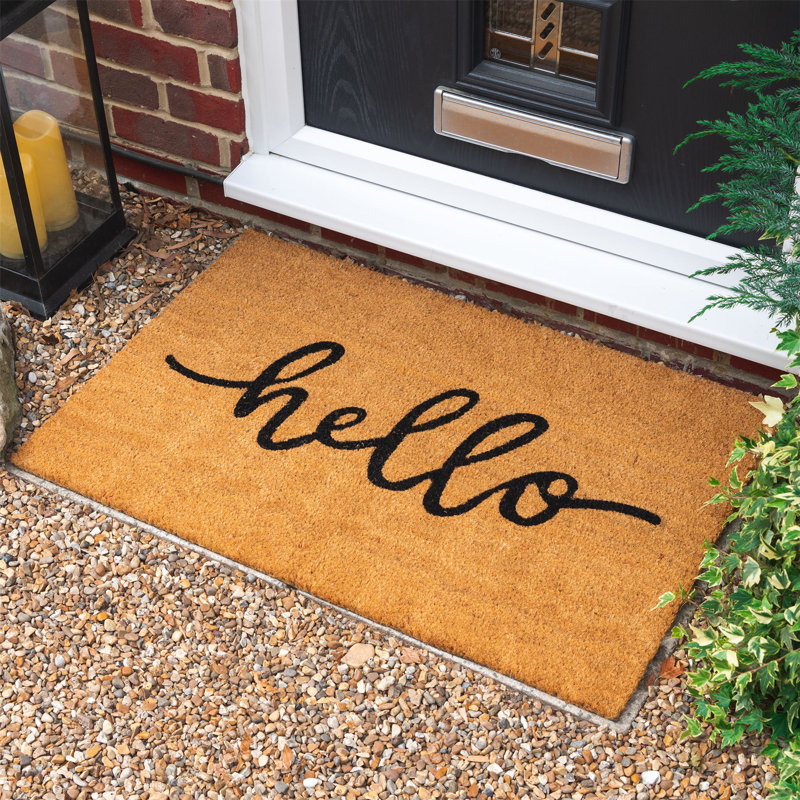 Nicola Spring - Coir Door Mat - Hello, 1.6cm H x 90cm L x 60cm W, Set of 2