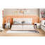 Très grand lit plateforme tapissier avec système de rangement hydraulique beige chic