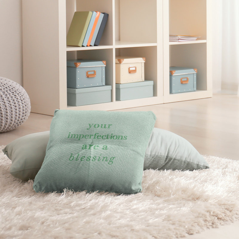 Reversible Throw Pillow, 26" H x 26" W, Green