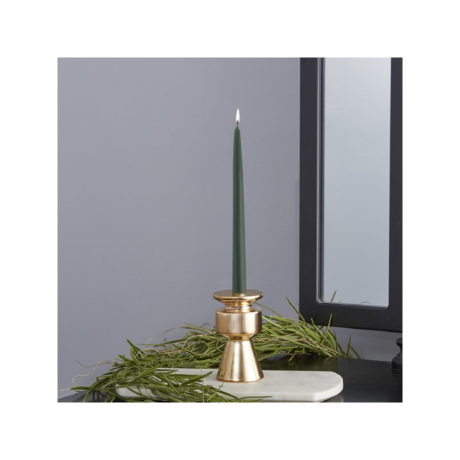 12 Piece Unscented Taper Candle Set, Dark Green, 9" H x 0.88" W x 0.88" D