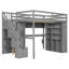 Lit mezzanine avec bureau, escalier de rangement, bibliothèque éclairée et garde-robe, lit double-38891027