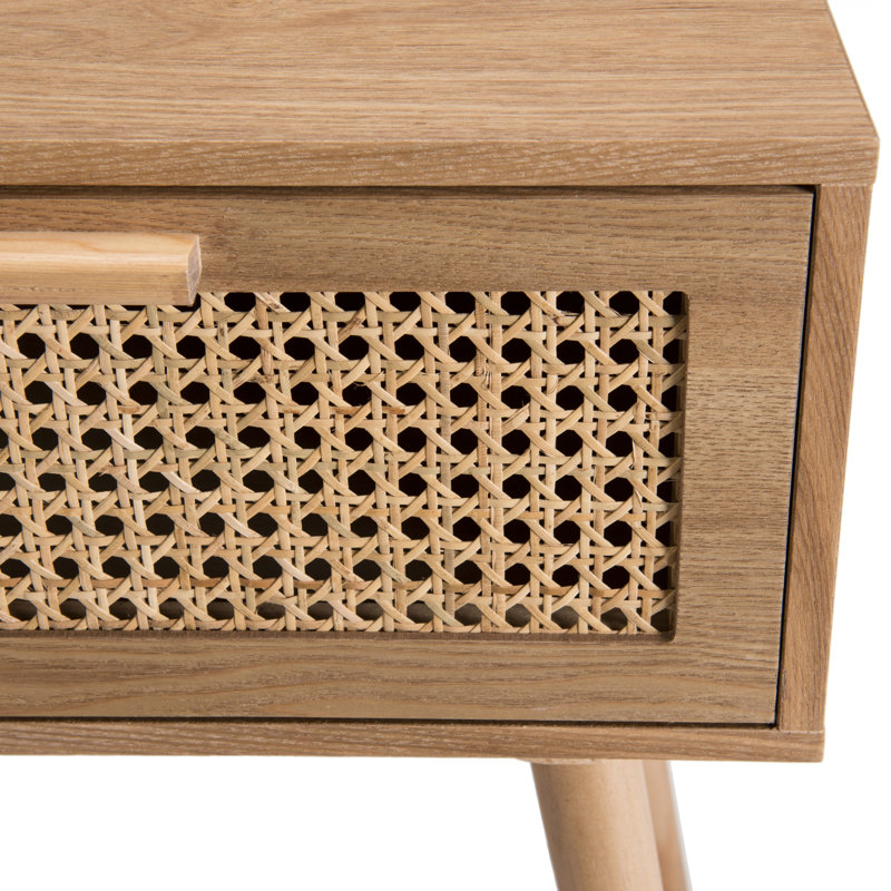 Timothy 40cm W Solid + Manufactured Wood Bedside Table, Oak