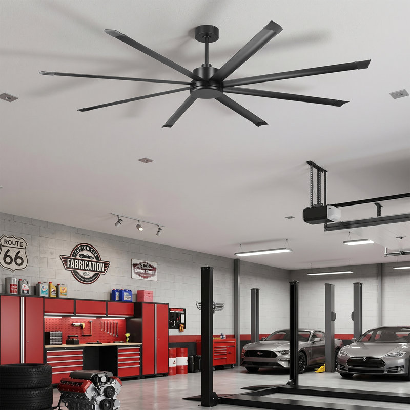 120" Industrial Black Aluminum HVLS Ceiling Fan Without Light, Large Windmill Ceiling Fan Without Light