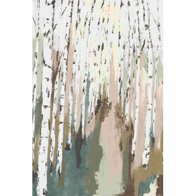 " Cool Neutral Birch Trees " Painting Print