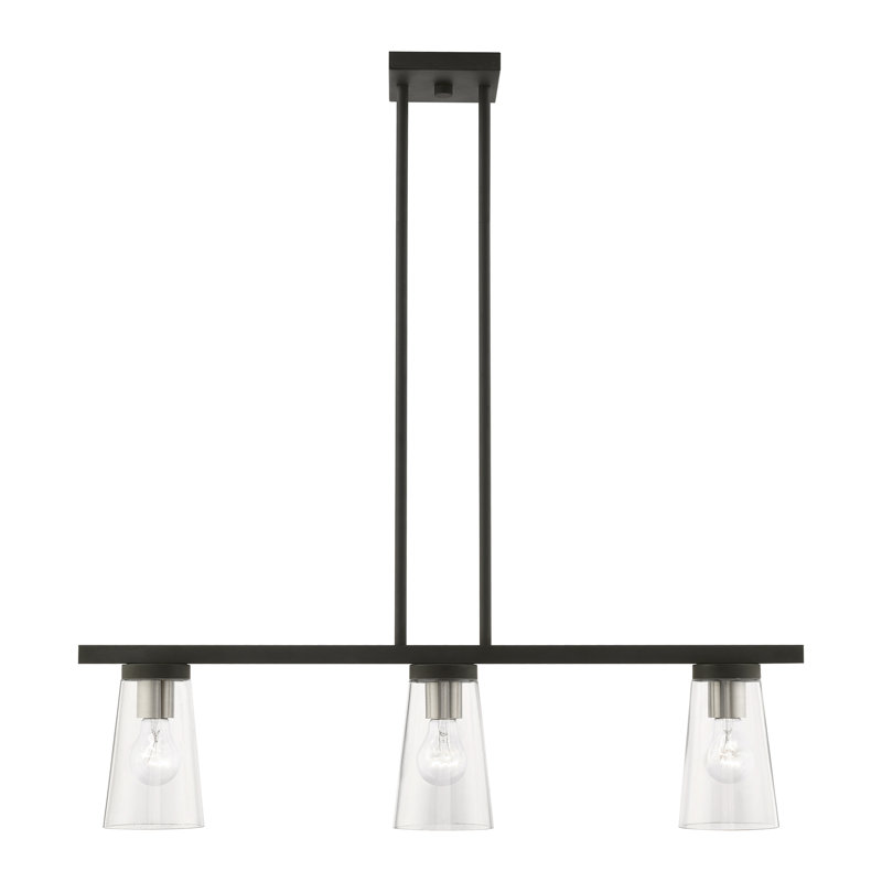 Lustre linéaire Yorick, Noir / Nickel brossé