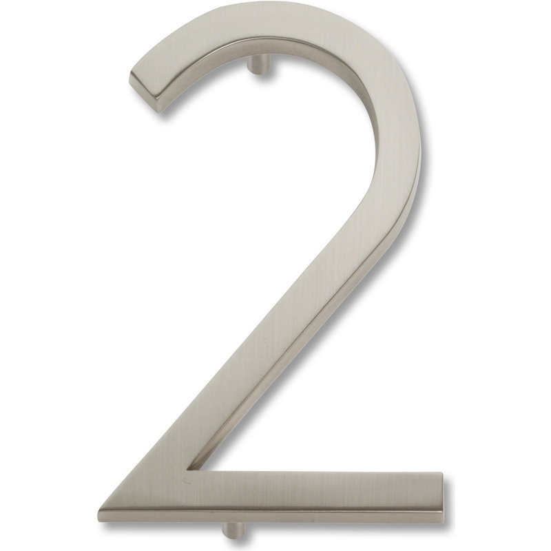Brushed Nickel 4-1/2" Floating Metal House Number