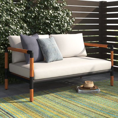 Alekai Metal and Wood Loveseat by Wade Logan