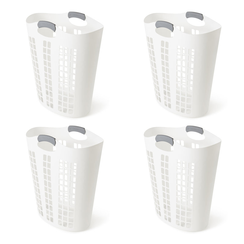 Gracious Living Easy Carry Flex 87 L Plastic Laundry Hamper, White