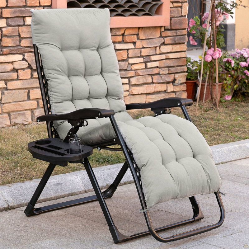 Chaise longue inclinable avec coussin rembourré Zero Gravity, Gris